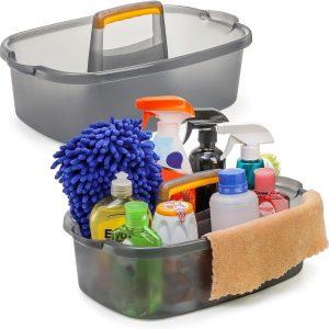 TOPZEA 2 Pack Cleaning Supplies Caddy, Plastic Large Cleanin...