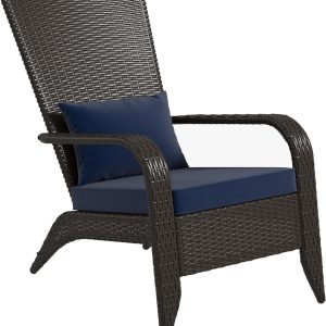 Outsunny Patio Wicker Adirondack Chair, PE Rattan Outdoor Mu...