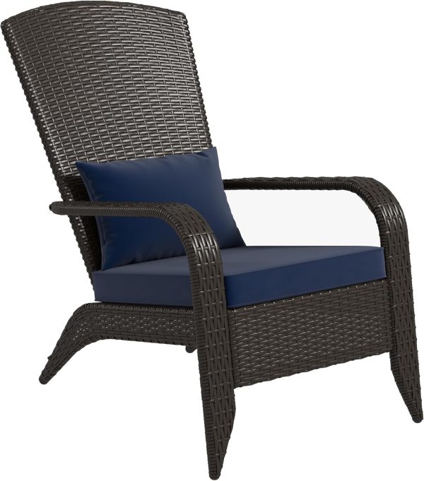 Outsunny Patio Wicker Adirondack Chair, PE Rattan Outdoor Mu...