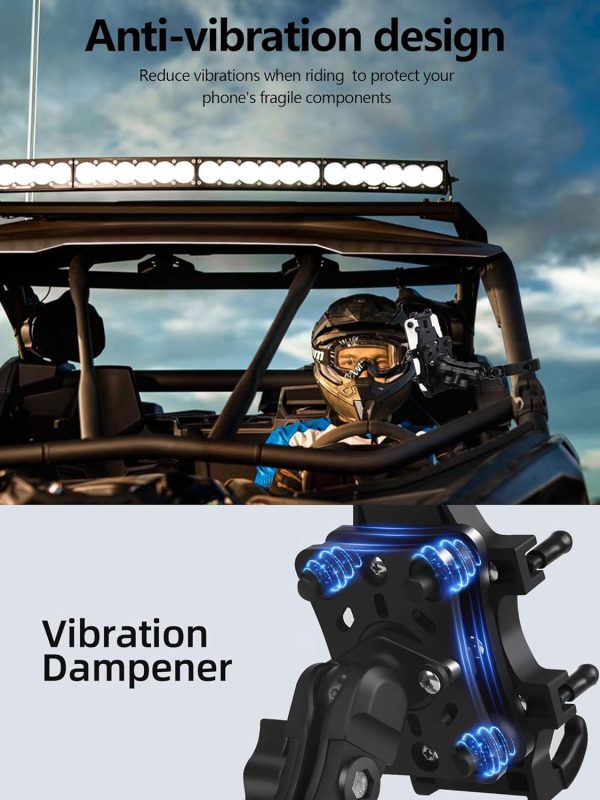 ZIDIYORUO Anti-Vibration UTV Phone Mount, Heavy Duty Full Pr... - Image 3