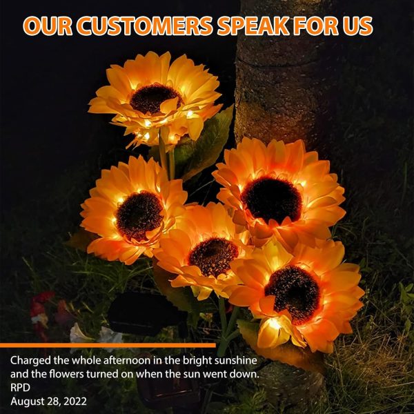 Meagoo Solar Sunflower Lights, 800mA Solar Garden Light with... - Image 8
