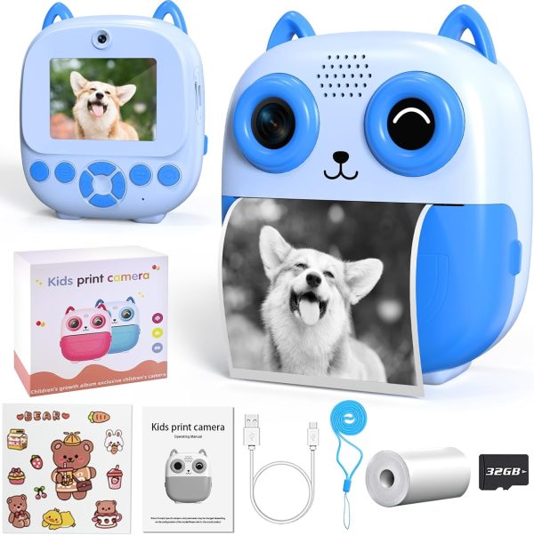Kids Camera Instant Print, 1080P HD Video 48MP Photo Digital...