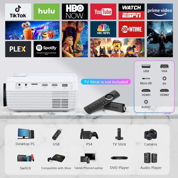 Full HD WiFi Bluetooth Projector Built in DVD Player, 9800LM... - Image 6