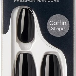 KISS imPRESS Colour Press-On False Nails - All Black - 30 Na...