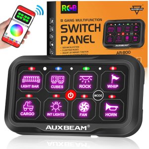 Auxbeam 8 Gang Switch Panel w/Backlit Off Bluetooth AR-800 T...