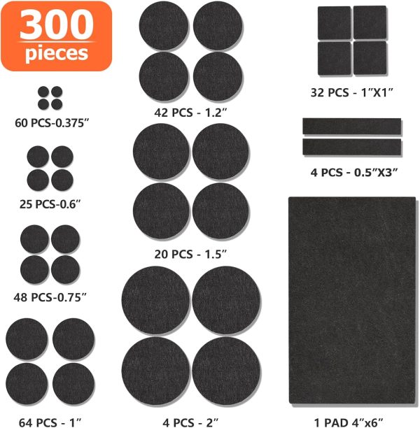 Felt Furniture Pads-300 Pieces Furniture Pads for Hardwood F... - Image 3