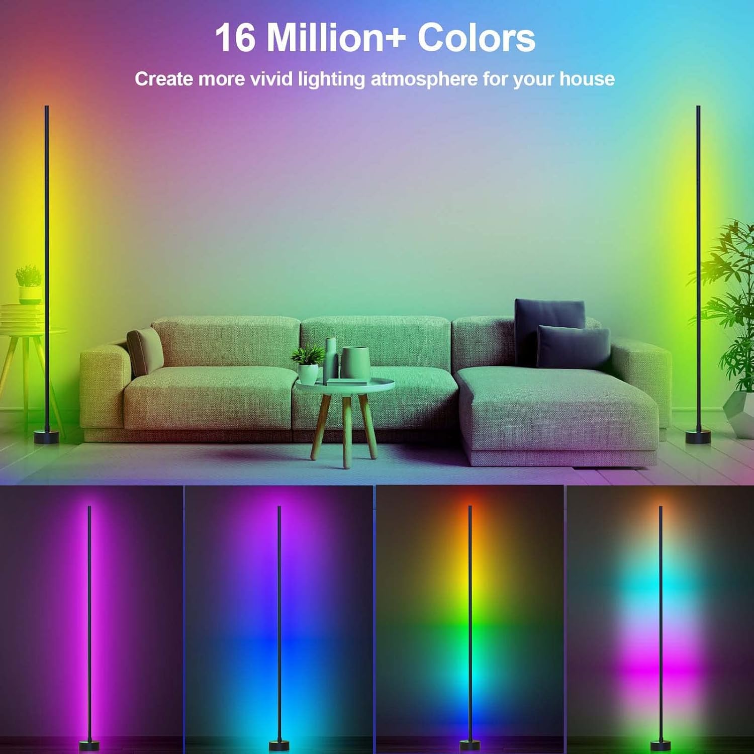 Miortior Corner Floor Lamp – Smart RGB LED Corner Lamp with …