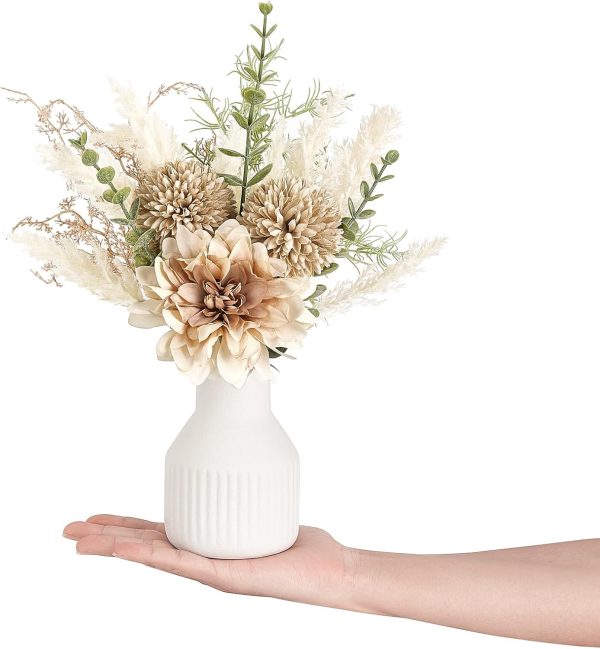 Mkono Small Artificial Flowers in Ceramic Vase 13.5" Centerp... - Image 5
