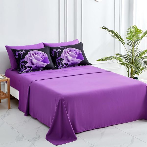 WONGS BEDDING Purple Comforter Set Queen, Reversible Purple ... - Image 6