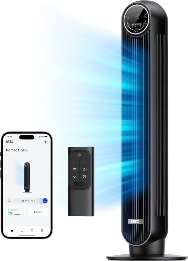 Dreo Tower Fan for Bedroom, Smart Oscillating Quiet Floor Fa...