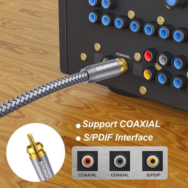 RCA Extension Cable SOUNDFAM Digital Coaxial Audio Cable Gol... - Image 7
