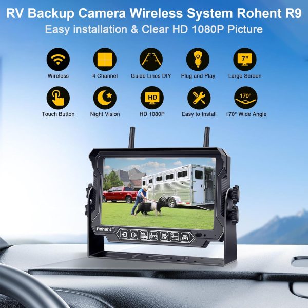 RV Backup Camera Wireless Strong Signal: HD 1080P 7'' Touch ... - Image 3