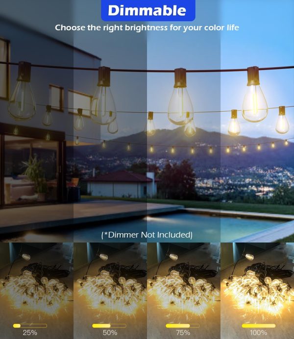 luckystyle 120FT LED Outdoor String Lights with 30+2 Edison ... - Image 7
