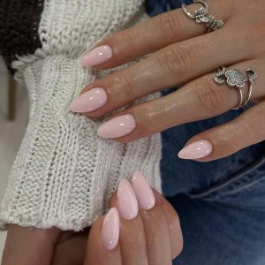 KQueenest Pastel Pink Press on Nails Short Almond, 30 Pcs Th...