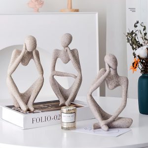 Winshall Home Accents - Resin Thinker Statue 3 PCS, Abstract...