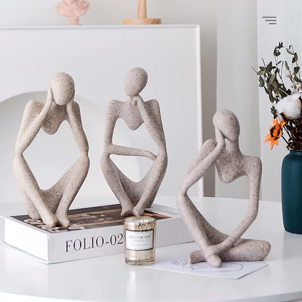 Winshall Home Accents - Resin Thinker Statue 3 PCS, Abstract...