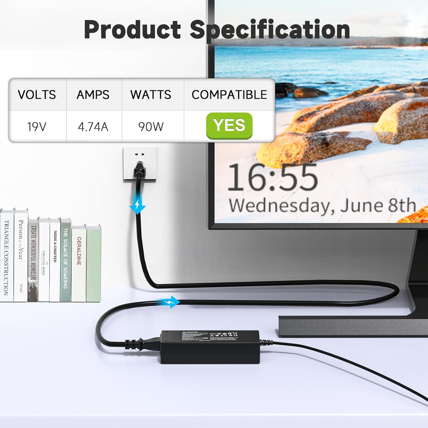 19V 90W Ac Dc Adapter Compatible with 18” 19” 20″ 21″ 32″ …