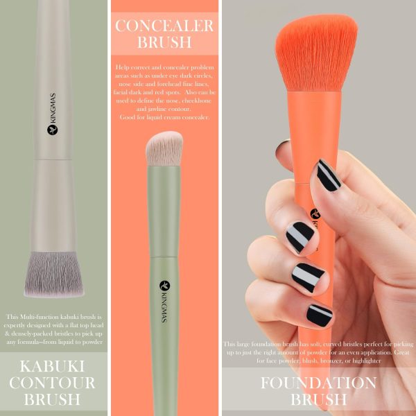 KINGMAS 3Pcs Foundation Brush & Contour Concealer Brush Unde... - Image 3