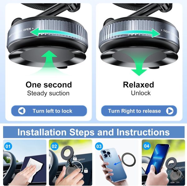 Vacuum Magnetic Suction Car Phone Holder, 360° Rotatable Fol... - Image 5