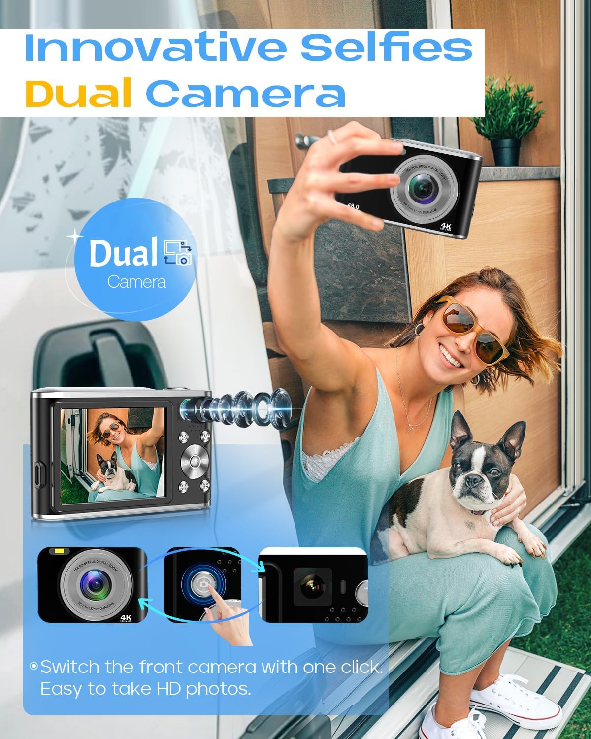 4K Digital Camera, UHD Autofocus 48MP 16X Digital Zoom 2.8 I…