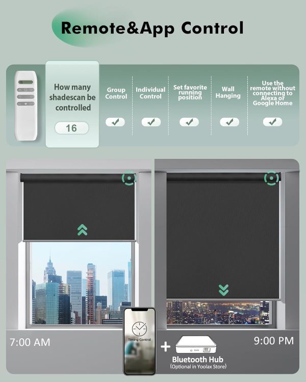 Yoolax Motorized Blinds with Remote, Waterproof Automatic Bl... - Image 4