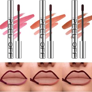 LANGMANNI 3 Colors Long-Lasting Peel Off Lip Liner Set, Wate...
