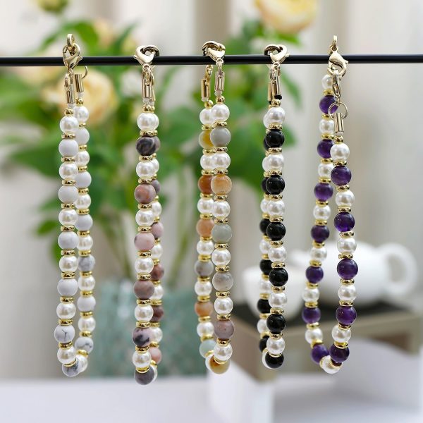 AOKSUNOVA Beaded Phone Charm Strap,Pearl Phone Wrist Strap w... - Image 4