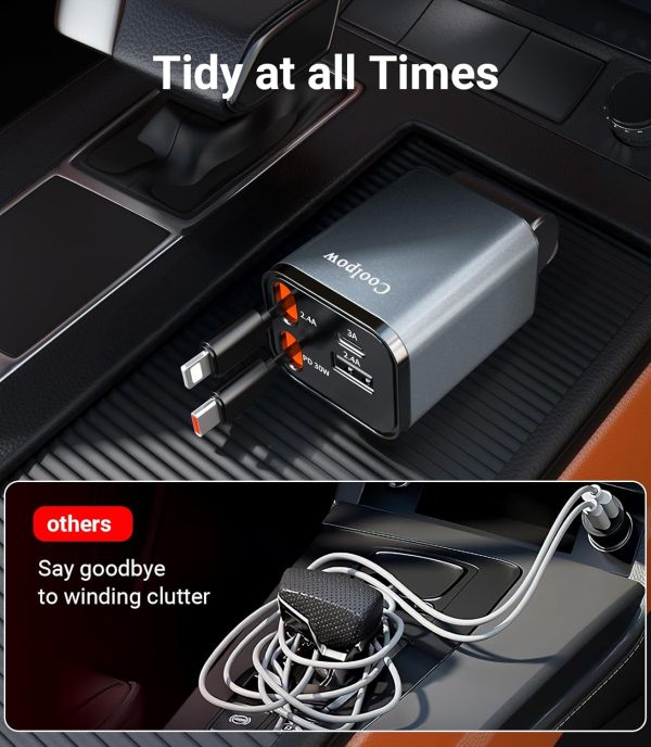 Retractable Car Charger 69W Cigarette Lighter USB C Car Phon... - Image 9