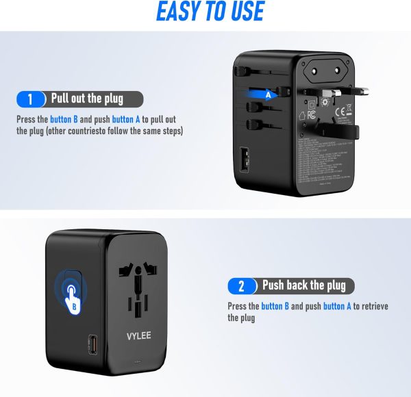 VYLEE 120W Universal Travel Adapter, GaN III International P... - Image 5