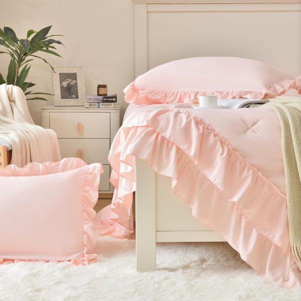Cupocupa Blush Pink Comforter Set Queen, 3Pcs Comforters Que... - Image 7