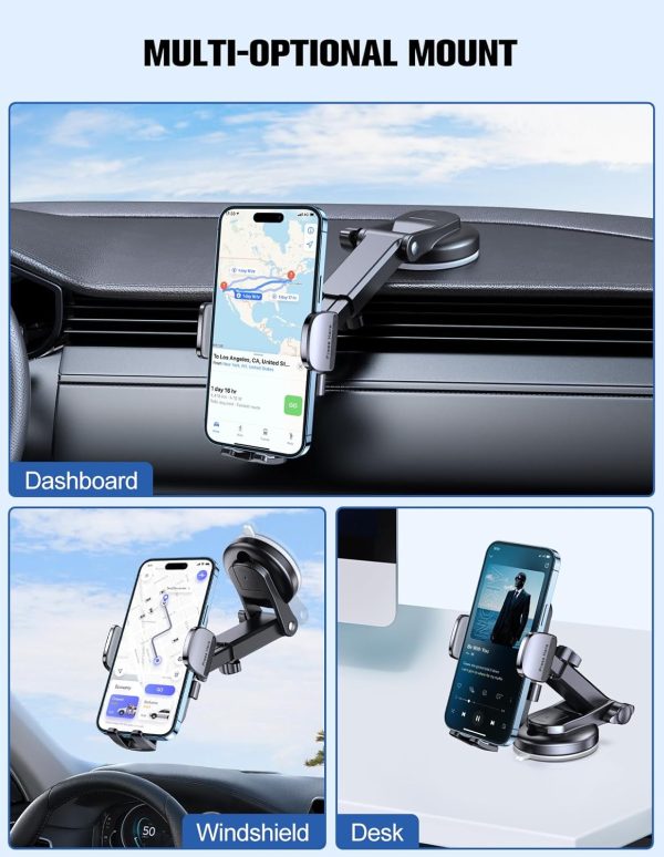 WOCBUY Car Phone Holder, [Strong Suction] Phone Holder Car f... - Image 2