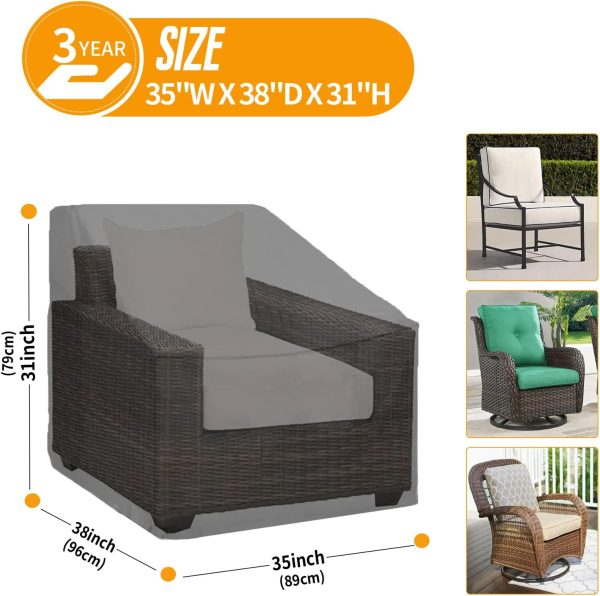 Kipiea 500D Patio Chair Covers Waterproof Winter - 2 Pack La... - Image 2