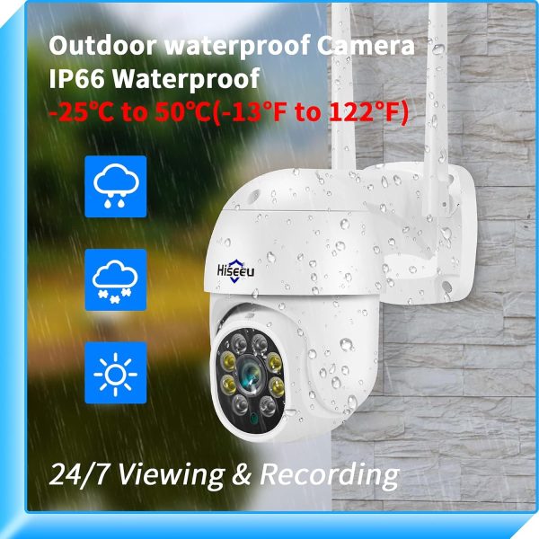Hiseeu 5MP 360° Pan Tilt Camera WiFi Security Camera, Outdoo... - Image 5