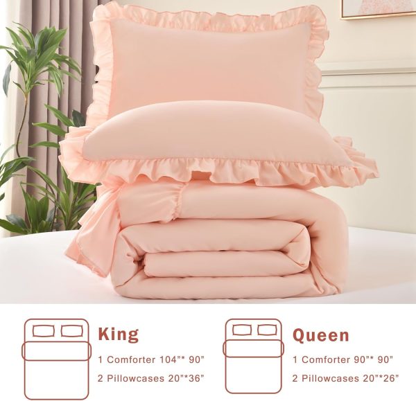 Cupocupa Blush Pink Comforter Set Queen, 3Pcs Comforters Que... - Image 6