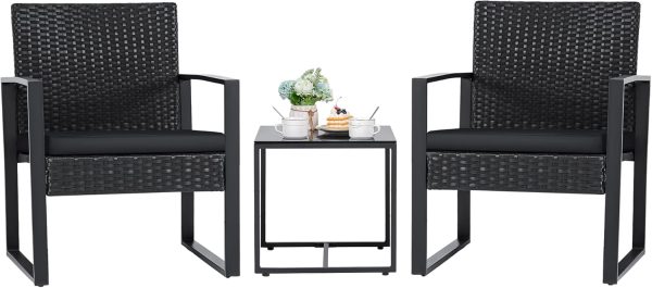 Flamaker 3 Pieces Patio Set Outdoor Wicker Furniture Sets Mo...