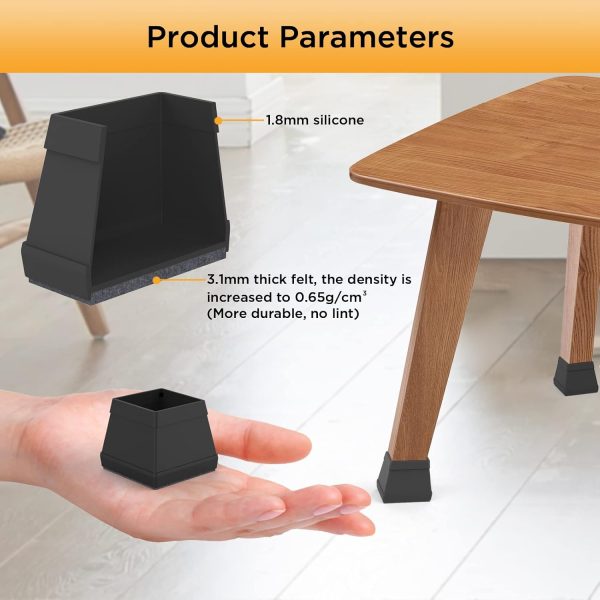 16 PCS Square Silicone Chair Leg Floor Protector, Chair Leg ... - Image 5
