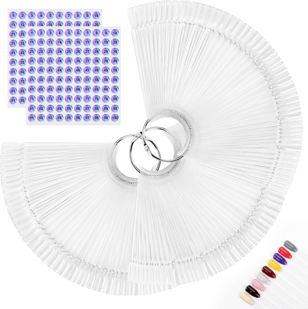 150pcs Nail Swatch Sticks with Ring and Number Stickers, Col...