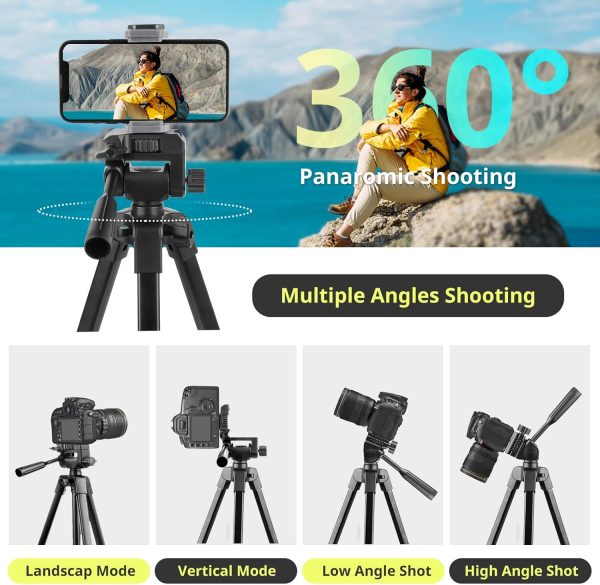 Sensyne 64" Phone Tripod Stand,Versatile Camera&iPad Tripod ... - Image 3