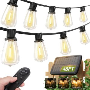 addlon 48FT Solar Lights Outdoor Waterproof,String Lights Ou...