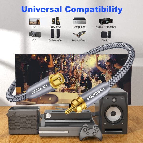 RCA Extension Cable SOUNDFAM Digital Coaxial Audio Cable Gol... - Image 3