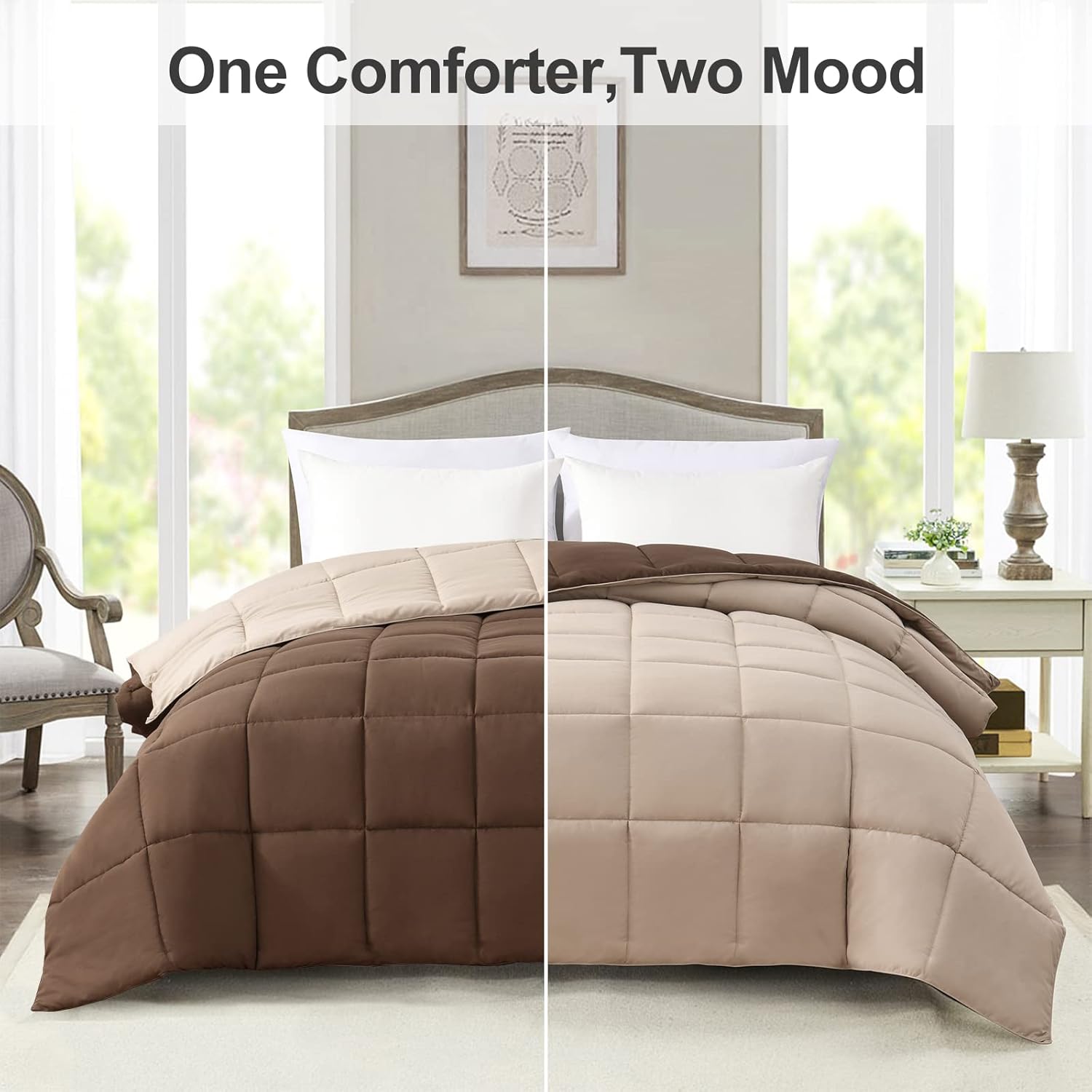 Homelike Moment Comforters Queen Size – Brown Duvet Insert D…