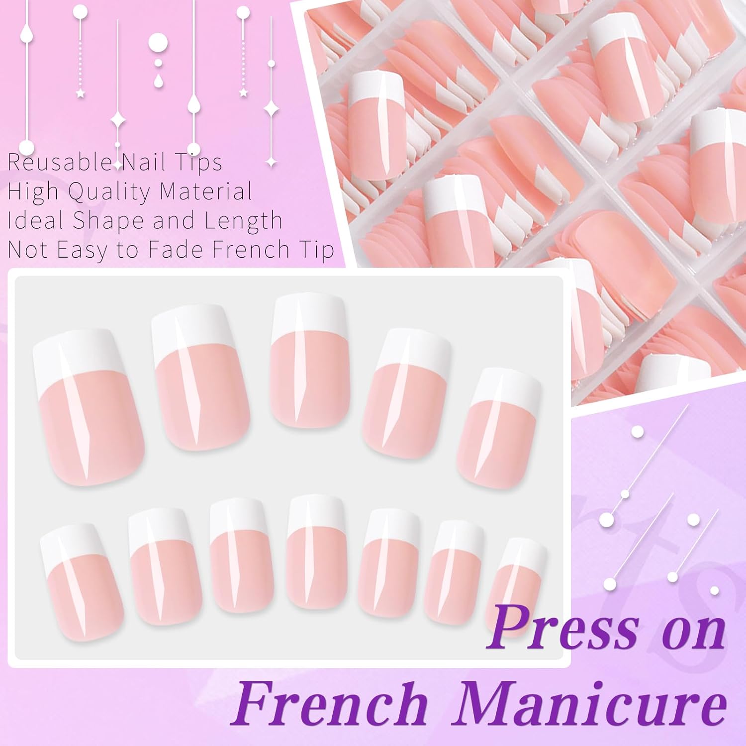 Lifextol 240pc French Tip Press on Nails Short Fake Nails wi…