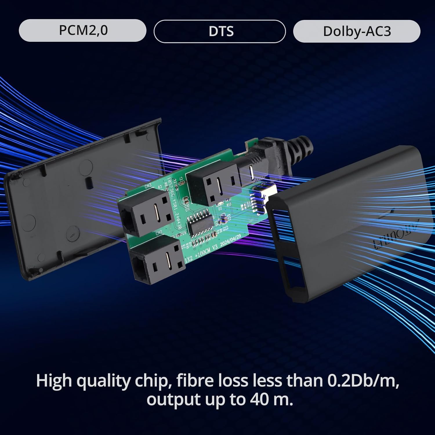 AUTOUTLET 1 in 2 Out Fiber Optic Splitter, Digital Optical A…