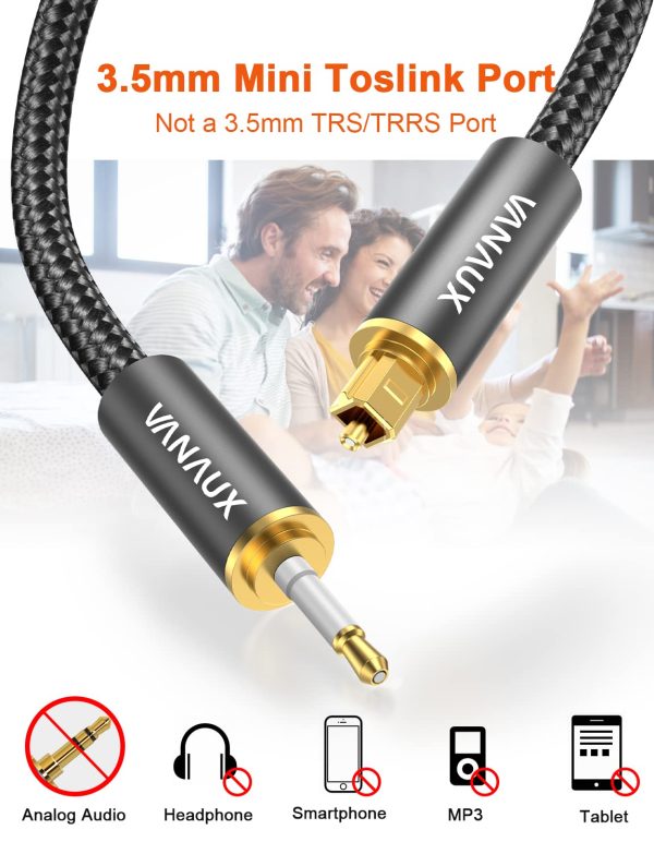 VANAUX Toslink to Mini Toslink Optical Audio Cable 24K Gold-... - Image 3