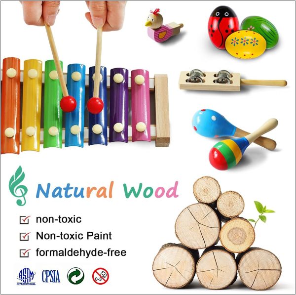 LOOIKOOS Toddler Musical Instruments,Wooden Percussion Instr... - Image 3