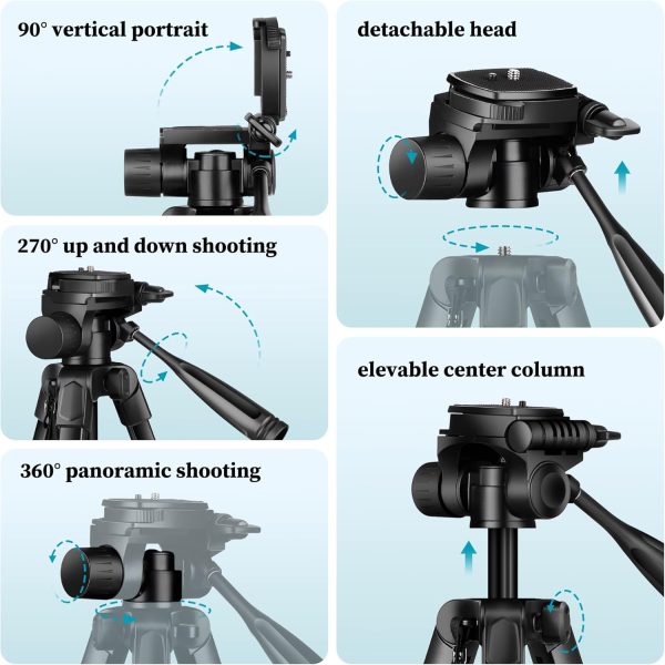 Camera Tripod, 68" Phone Tripod Stand for Camera Photo Video... - Image 6