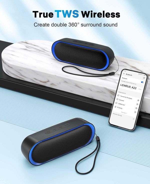LENRUE Bluetooth Speakers, Waterproof Portable Speakers with... - Image 4