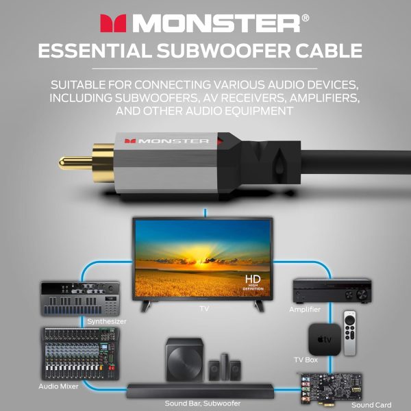 Monster Essentials Premium Subwoofer Cable Connector for Hom... - Image 5