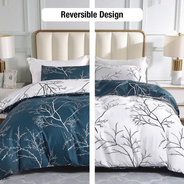 Conworld Blue Duvet Cover Queen - Reversible Blue Tree Branc... - Image 4