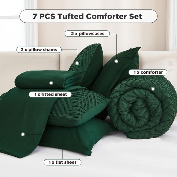 Andency Queen Comforter Set 7 Piece Dark Emerald Green - Bed... - Image 6